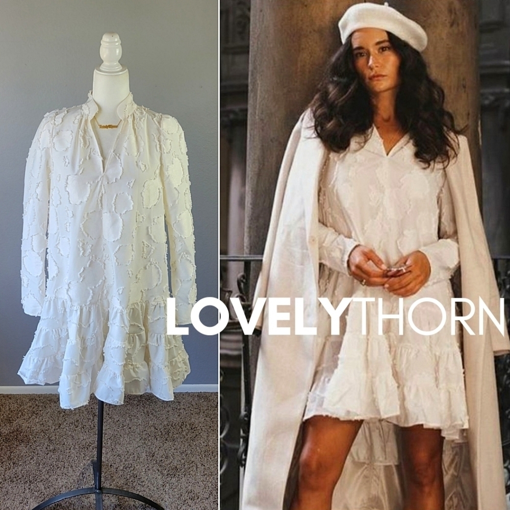 H&M // ltd ed blogger fave jacquard weave puff sleeve flare mini rocky barnes - Picture 7 of 16